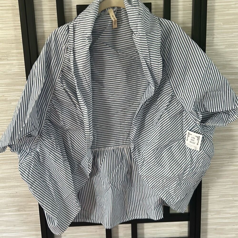 Eileen Fisher Navy silk textured jacket 3/4 sleeves M